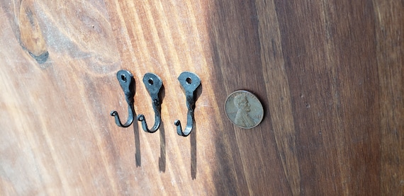 Mini Hooks (3 pack) *wall hooks *jewelry organizer *necklace hook * small  hooks *picture hook *forged *key hook *decorative hooks