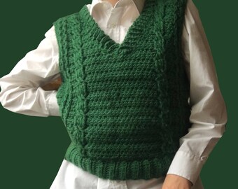PATTERN Classic Cable Vest crochet - Etsy