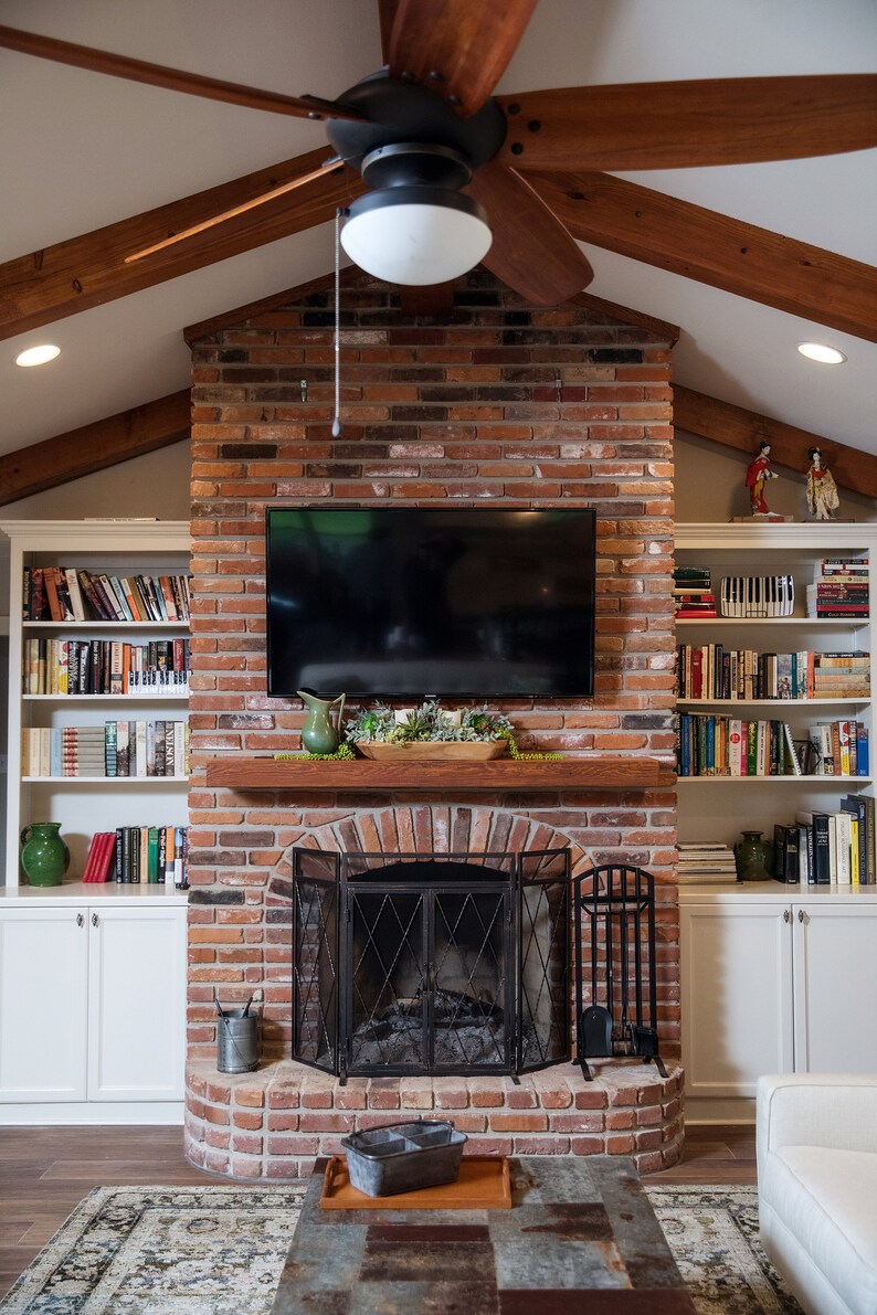 Reclaimed Hollow Floating Fireplace Mantel / Mantle / Shelf // Etsy