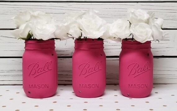 Valentines Mason Jars Valentines Day Decor Pink Red White Mason Jars Rustic Valentine Day Decor