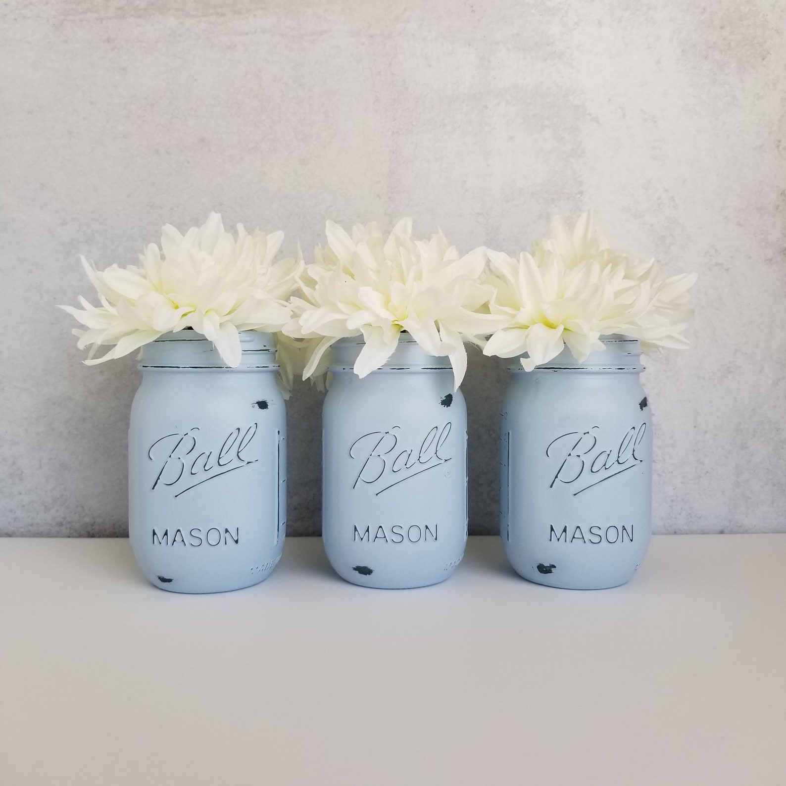 Light Blue Painted Mason Jars Baby Blue Mason Jars Boy Etsy