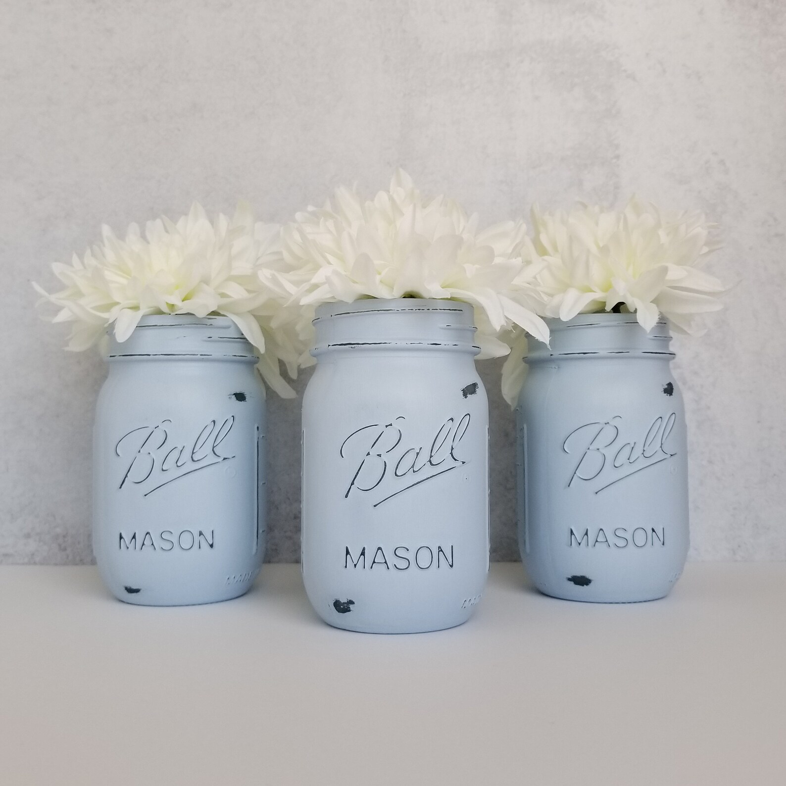 Light Blue Painted Mason Jars Baby Blue Mason Jars Boy Etsy