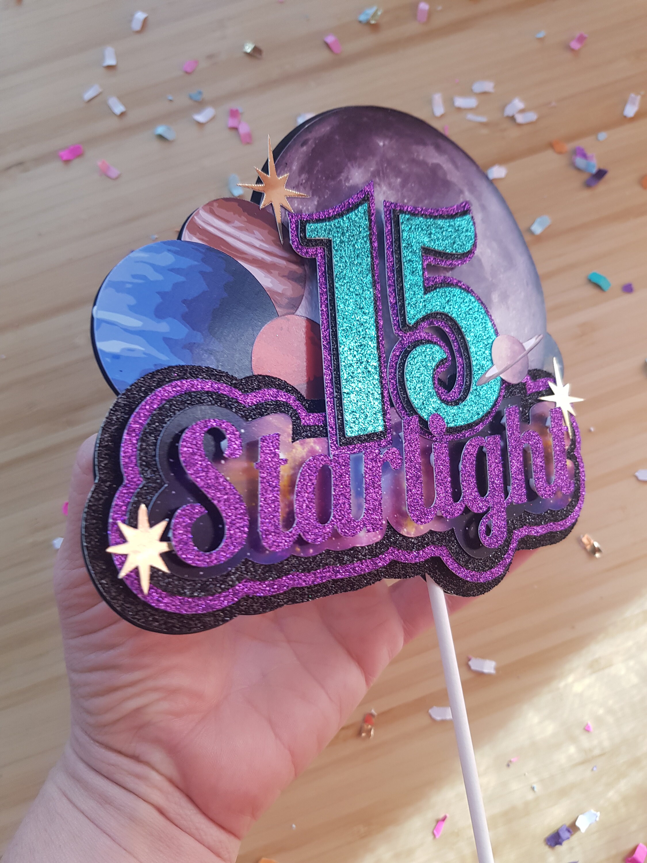 Out of space cake topper Space cake topper planet birthday | Etsy