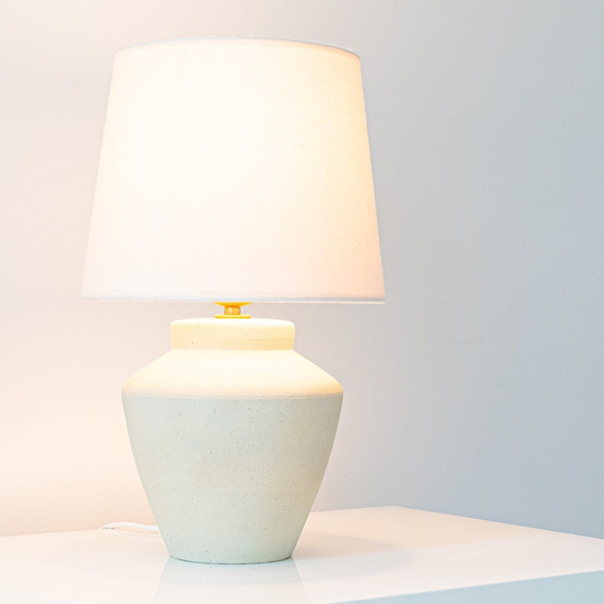 Handmade Round Ceramic Table Lamp Debarro De Barro - Etsy