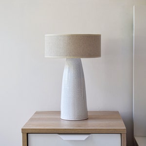 Handmade Ceramic Ivory Crackle Glazed Table Lamp for Bedroom, Bedside Table, Entryway and Living Room DeBarro De Barro