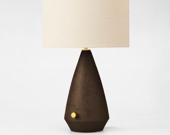 Handmade Dimmable Ceramic Table Lamp With Dark Mate Glazed Texture DeBarro De Barro