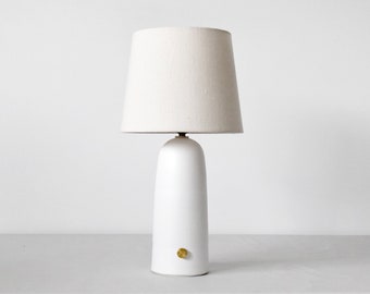 Dimmable Handmade Ceramic Table Lamp Off White Cream Color