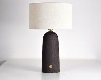 Dimmable Handmade Tall Ceramic Table Lamp Glazed Dark Matte Texture DeBarro De Barro