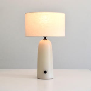 Dimmable Handmade Ceramic Table Lamp Off White Cream Glazed