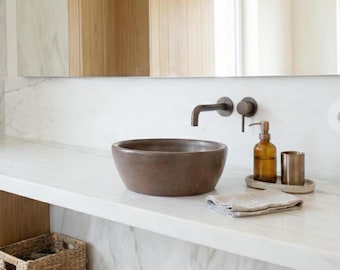 Handmade Ceramic Sink Glazed Stoneware Brown