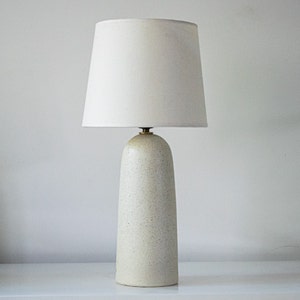 Handmade Dimmable Ceramic Table Lamp With Sanded Stone Speckled Texture DeBarro De Barro