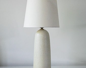 Handmade Dimmable Ceramic Table Lamp With Sanded Stone Speckled Texture DeBarro De Barro