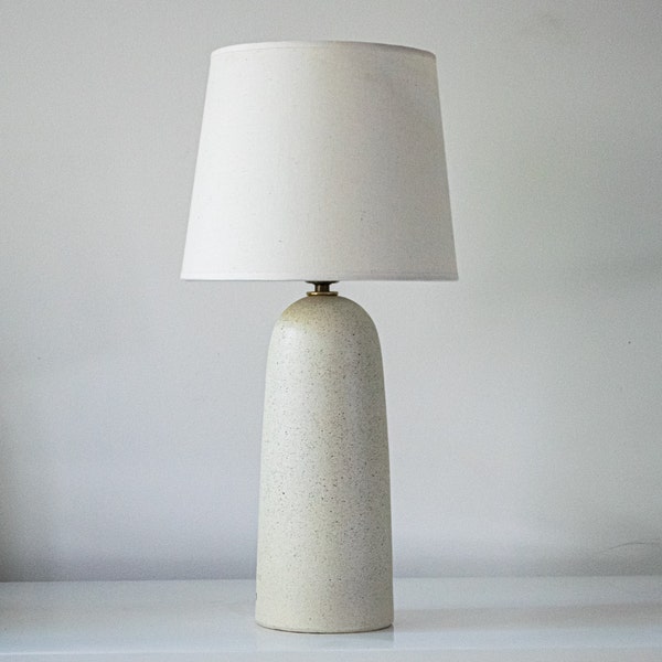 Handmade Dimmable Ceramic Table Lamp With Sanded Stone Speckled Texture DeBarro De Barro