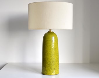 Limited Edition - Handmade Tall Ceramic Table Lamp Glazed With Exclusive Exotic Lime Texture DeBarro De Barro