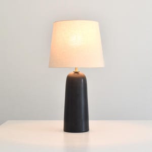 Handmade Tall Ceramic Table Lamp Glazed Dark Matte Texture DeBarro De Barro