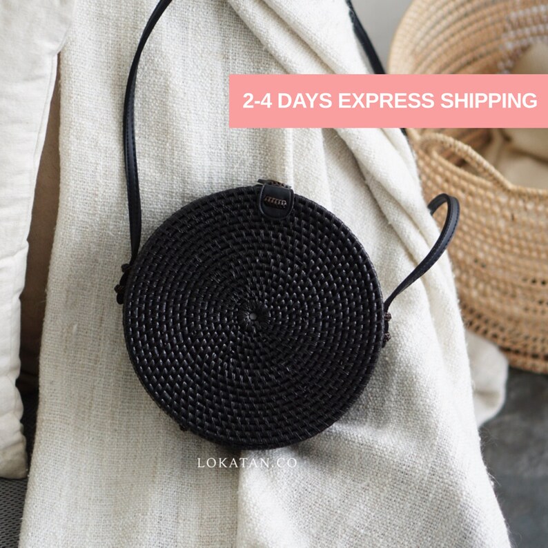 rattan bag black
