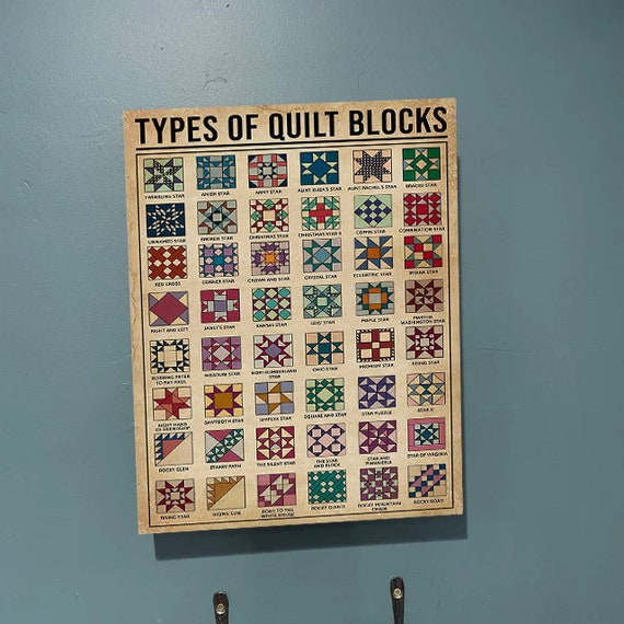 Types of Quilt Block Poster Knowledge Wall Décor 