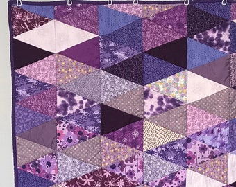 Purple Triangle Quilt 64” x 57”