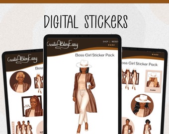 Girl Boss Digital Stickers | Goodnotes Planner Stickers (Pre-cropped)