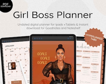 Girl Boss Planner  | Black Girl Planner |  Undated Digital planner |   Digital Life Planner  |  Black Women Digital Planner