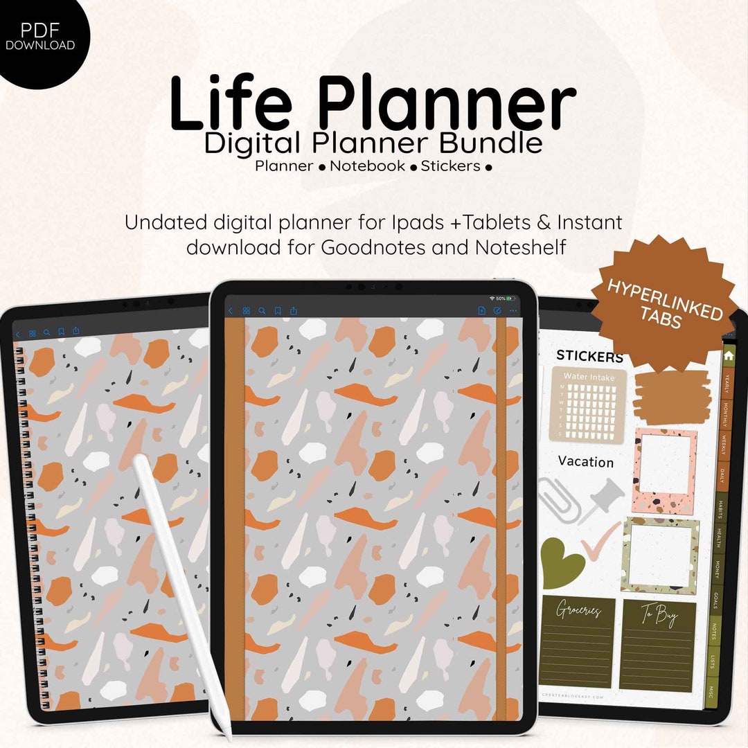 Undated Digital Life Planner | Goodnotes iPad Template (PDF Download ...