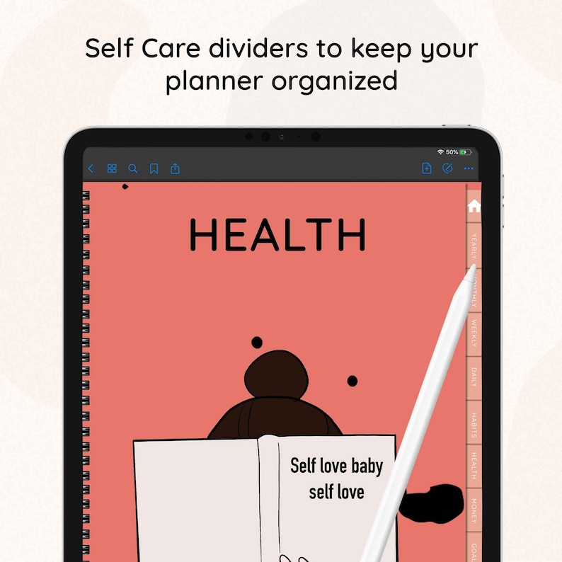 Self Care Digital Planner Daily Check in Journal Self Care Etsy