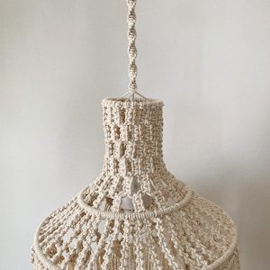 L macrame boho chandelier shade lamp wedding, modern macrame image 10