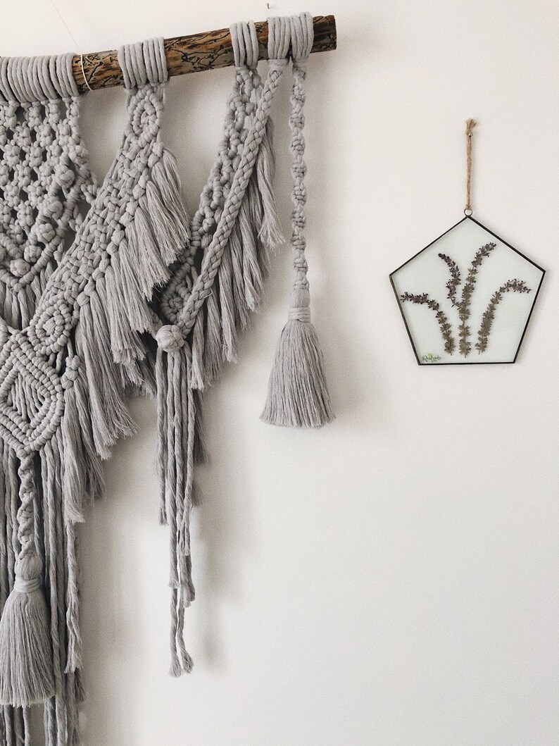 XL Bohemian Macrame Wall Hanging Gray Tapestry Backdrop Etsy