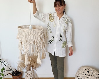 Boho macrame chandelier fringe light chandelier wedding decoration shade tassel lamp