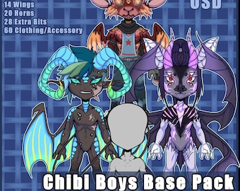 Chibi Boys Base Pack for Adoptable Makers | Commission Artists | OC Reference Sheets | Etc