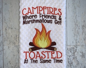 Outdoor, Campfire, Outdoor Kitchen Towel, Machine Embroidered