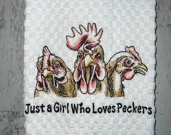 Chicken Rooster Sassy Saying Kitchen Towel, Machine Embroidered