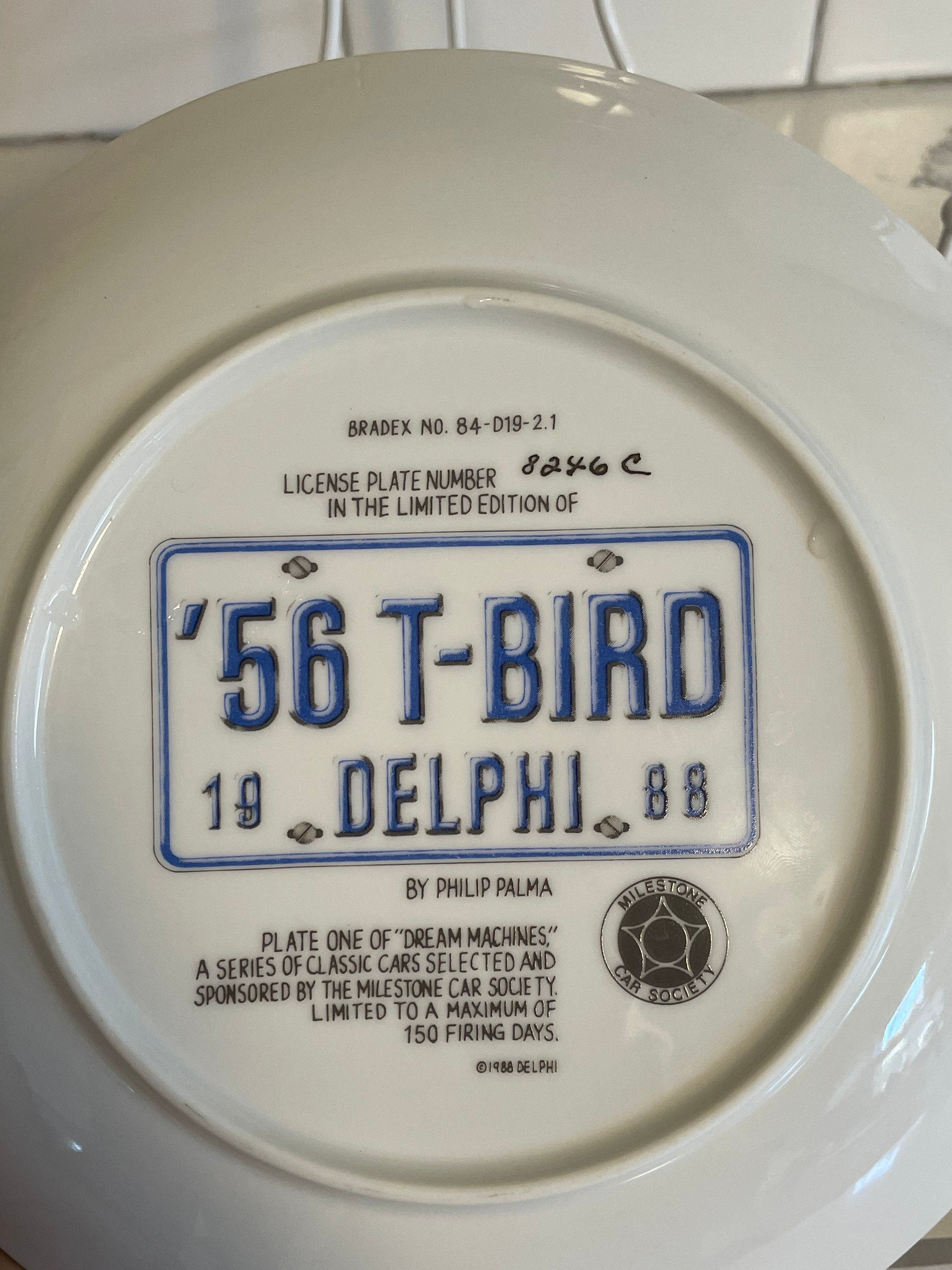 1956 T-BIRD 限定プレート Philip Palma作 米国製 1956 T-BIRD Collector Plate '88 Delphi 89 Dream Machine Philip