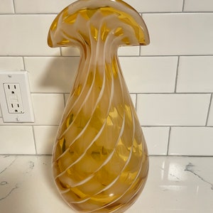Vintage 1950’s- Murano Fratelli Toso Tall Glass Vase-made in Italy-13”