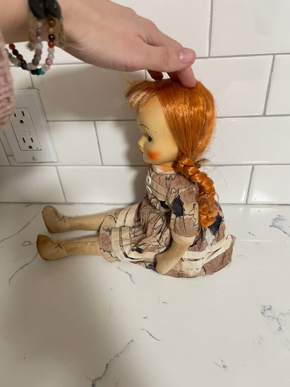 Vintage 1950- 70 Year Old Doll -celluloid Face Doll-red Hair