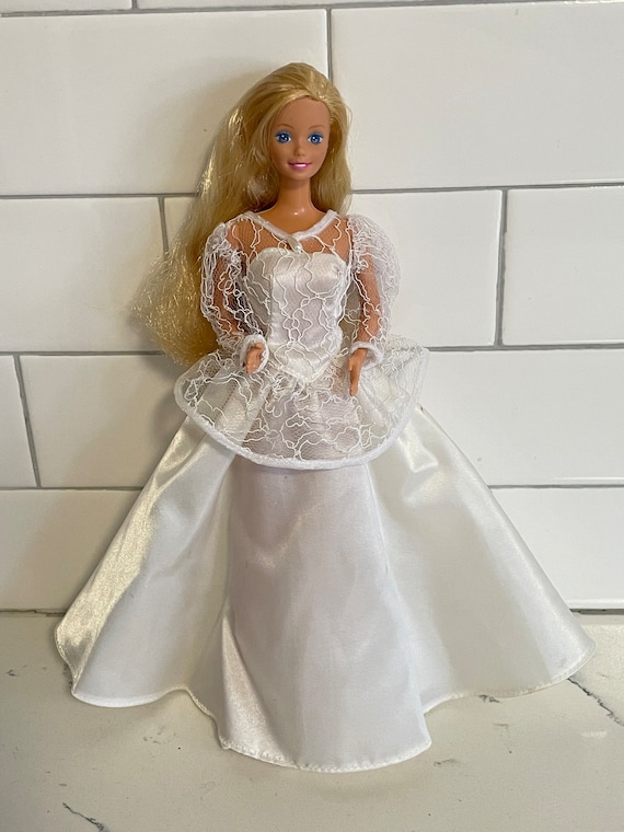Vintage Barbie Lace Wedding Dress-long Hair - Etsy Hong Kong