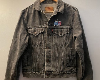 Black Denim Jacket - Etsy