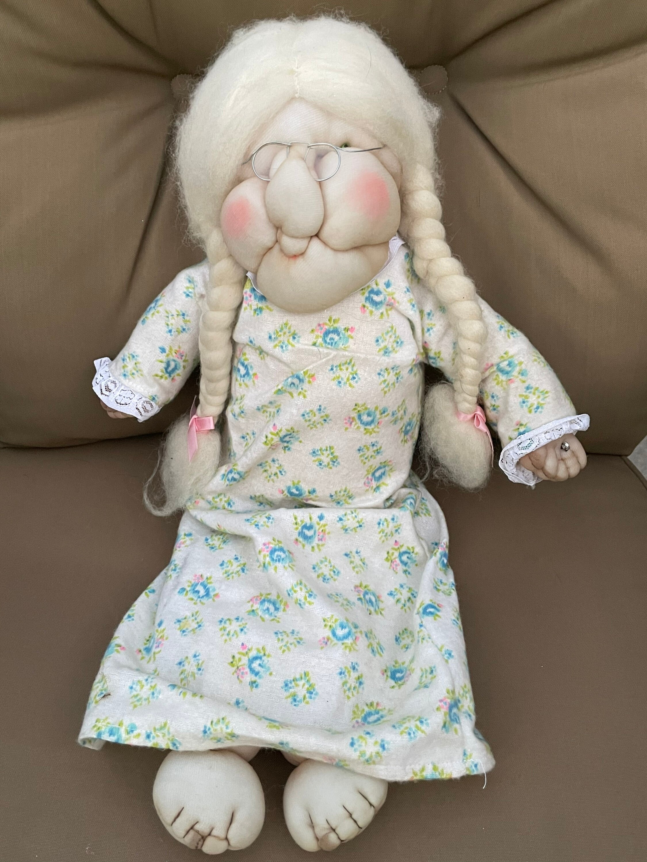 Vintage 1977 soft Stocking Doll old Woman by Kathy Learned hand Made Etsy Norway