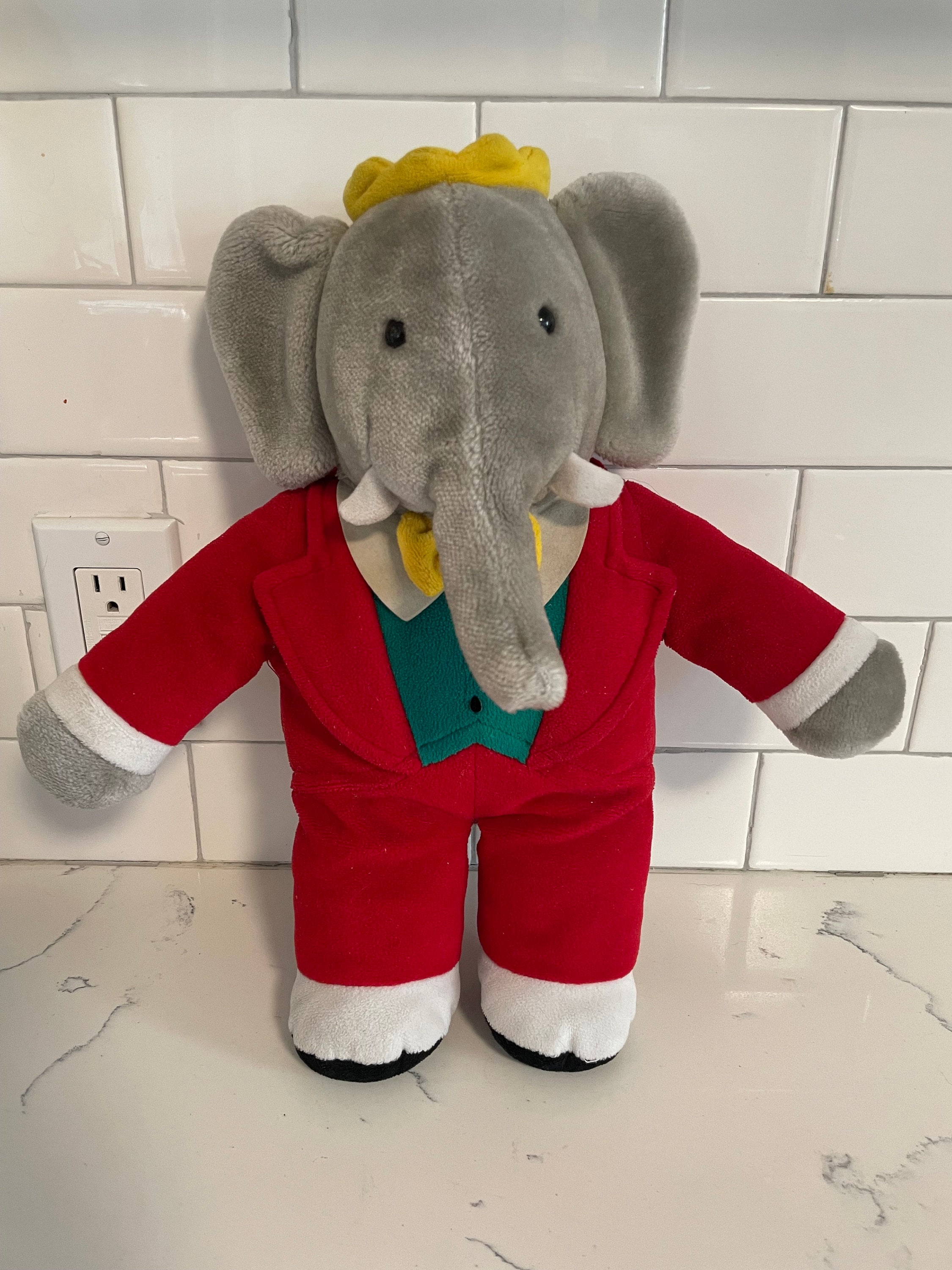 🐘🐘Doudou peluche Babar Ideal Loisirs Toile 1991 tbe 38 cm