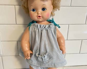 Vintage 1950-1960-Goldberger Vinly baby doll-Blonde hair-blue eyes