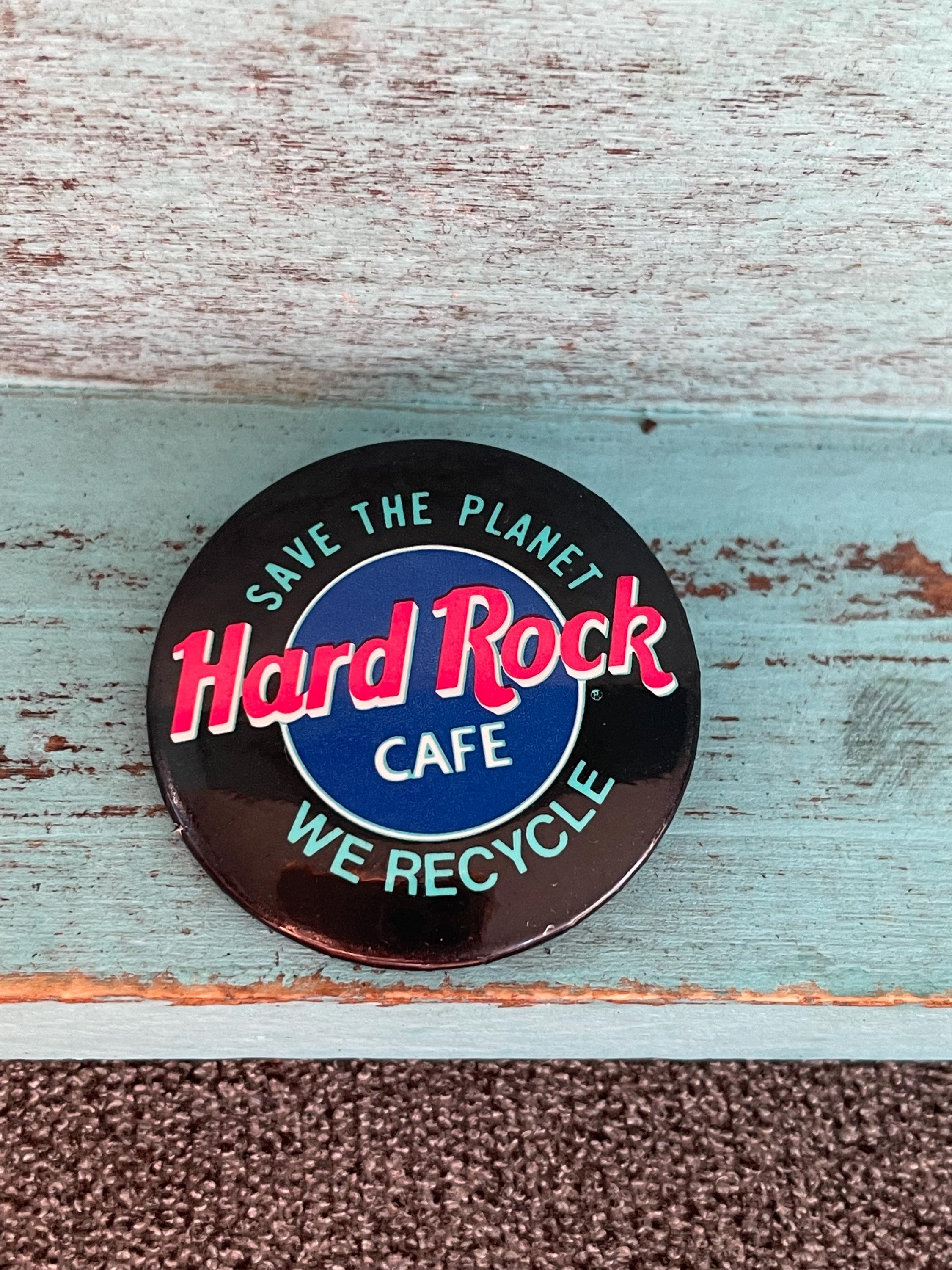 Vintage Hard Rock Cafe Save the Planet We Recycle Pinback Button Pin 1. ...