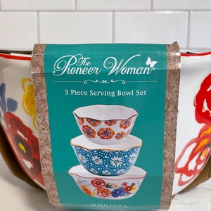 The Pioneer Woman Flea Market 3-piece Nesting Bowl Set-brand New Beautiful  