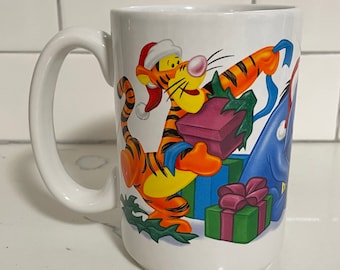 Vintage Coffee Mug Winnie The Pooh and Friends Christmas 2002 Tea Cup 14 oz