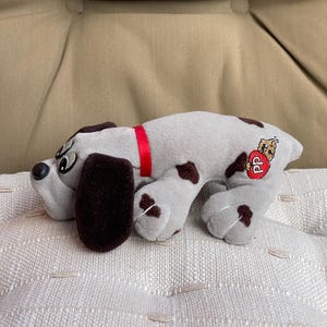 VTG 1986 Tonka Pound Puppies Plush Stuffed Puppy Gray  with Black Spots 8&quot;