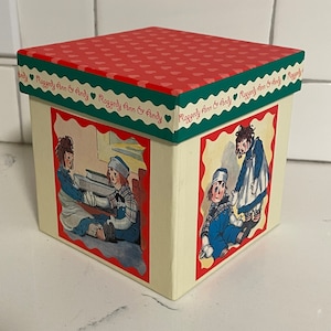 Vintage 1998-Raggedy Ann and Andy Large Storage Box - Simon & Schuster 5”x5”