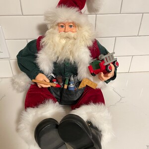 Vintage Sitting Tools Santa Saint Nicolas 21 inch Fabric Figurine *Pls Read description *