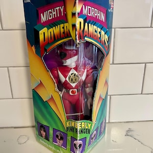 Vintage 1993- Mighty Morphin Power Rangers 8&#39;&#39; Action Figure Kimberly Pink Ranger-Bandai