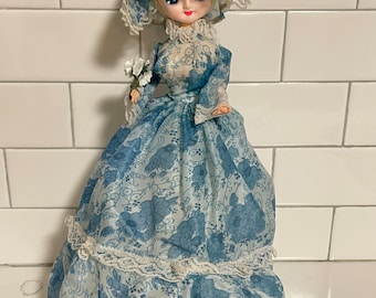 Vintage Bradley Big Eyed Daekor Art Doll Blue Dress