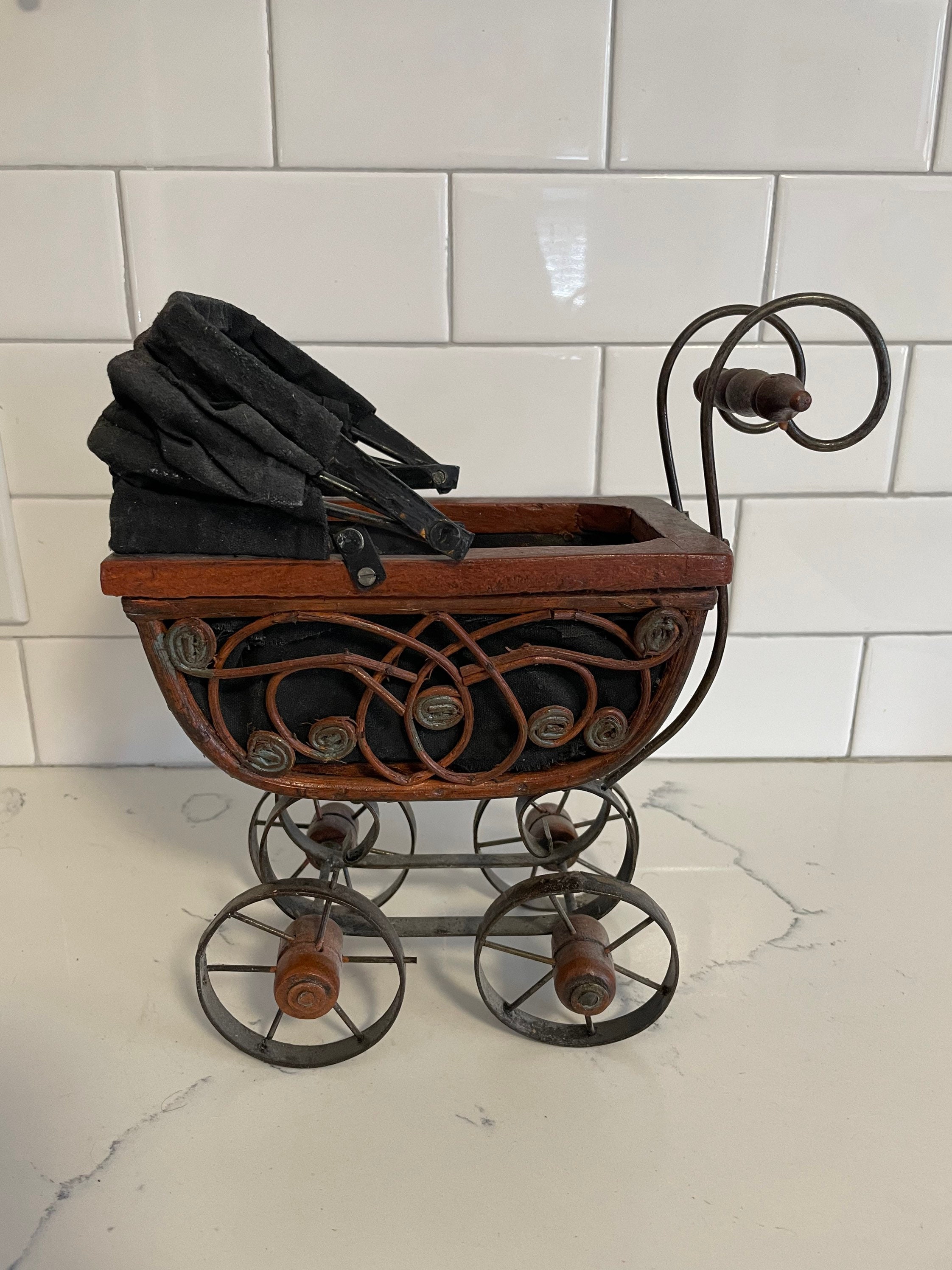 Vintage Wicker Baby Doll Carriage Buggy Antique Stroller Home Etsy