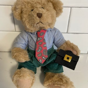Winston Plush 9-in Bear Russ Berrie Bears from the Past Tie Briefcase #3358